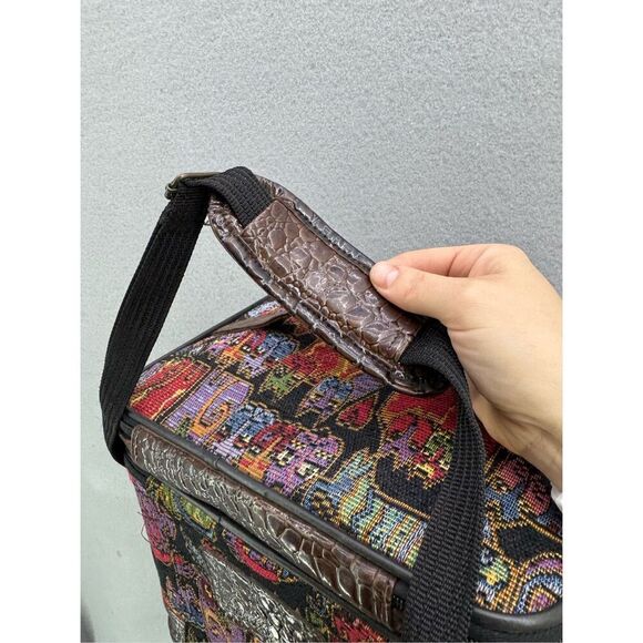 Laurel Burch Womens Multicolor Cat Faces Travel Cosmetic Makeup Train Case - Picture 8 of 12